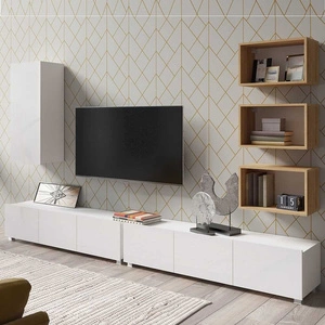 Möbel Apulia XXXVI weiß glänzend / goldene Eiche ein außergewöhnlich stilvolles Wandelement einfache Elemente, die in jedes Interieur passen