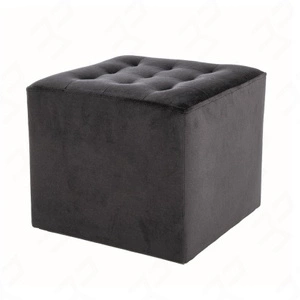 Lori Pouffe 39 cm schwarz idealer Fußhocker schmutz- und kratzfest Sitzpouffe mit bequemer Sitzfläche zart gesteppt