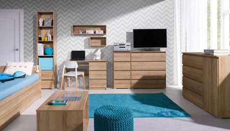 Regal mit Schubladen Simple Riviera-Eiche funktionaler Möbel für Jugendzimmer Wohnzimmer oder Büro