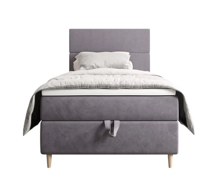 Boxspringbett Bing 100x200 hellgrau im modernen skandinavischen Stil mit gepolstertem Kopfteil Bett mit Staukasten