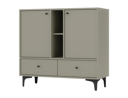 Wohnzimmermöbel-Set Kioto I Eukalyptus stilvolles Design elegante Möbel in gedeckten Farben mit schwarzen Accessoires angereichert