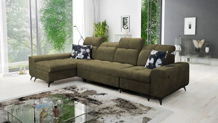 Ecksofa mit Schlaffunktion Buffalo XII olive links stilvolles und funktionelles Schlafsofa mit Bettzeugcontainer