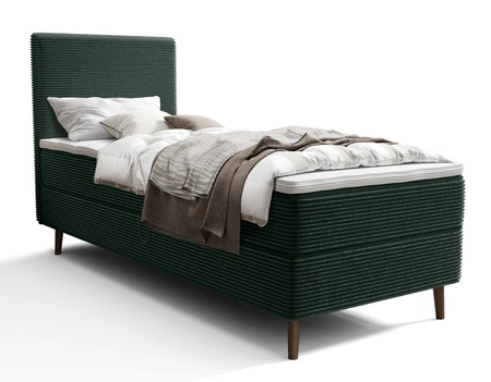 Boxspringbett Totti 90x200 grün stilvolles Bett mit Bettzeug Lagerung dreidimensionalen Stoff mit ausdrucksstarken Streifen