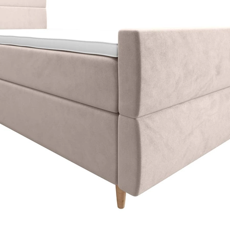 Boxspringbett Benet 120x200 beige im modernen skandinavischen Stil mit gepolstertem Kopf- und Fußteil Bett mit Staukasten