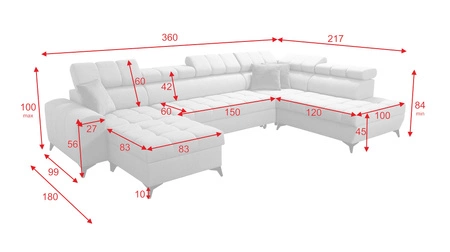 Ecksofa mit Schlaffunktion Bolmso VI grün links bequemes Ecksofa mit verstellbaren Kopfstützen dekorative Steppung auf der Sitzfläche