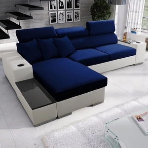 Ecksofa mit Schlaffunktion Provo marineblau/weiß linkes Ecksofa mit Bettkasten und Funktionserweiterung