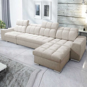Ecksofa mit Schlaffunktion Luigi XII beige rechte Seite stilvolles Ecksofa für Wohnzimmer in minimalistischer und eleganter Ausführung