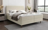 Boxspringbett Totti 180x200 beige stilvolles Bett mit Bettzeugablage dreidimensionaler Stoff mit ausdrucksvollen Streifen