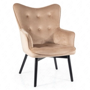 Carmen Sessel beige resistent gegen Flecken und Kratzer bequem beim Entspannen Holzbeine