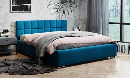 Polsterbett Nessa 160x200 blau stilvolles Bett mit Bettzeugablage komfortables Kopfteil begeistert durch sein elegantes Design