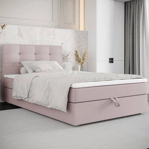Boxspringbett Flint 100x200 puderrosa im modernen skandinavischen Stil mit gepolstertem Kopfteil Bett mit Staukasten
