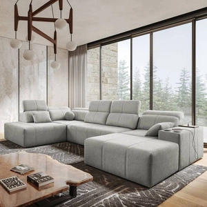 Ecksofa mit Schlaffunktion Tesalia VI grau Esche rechts modernes und bequemes Ecksofa mit Schiebefunktion der Rückenlehne