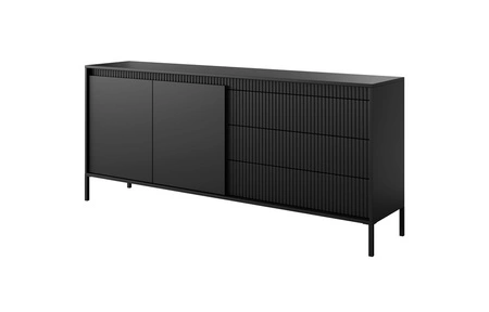 Kommode Sesti 187 cm schwarz funktionelle und geräumige Kommode mit einem einzigartigen Design ideal für das Wohnzimmer Schlafzimmer oder Flur