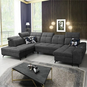 Ecksofa mit Schlaffunktion Buffalo VI graphit rechte Seite funktionelles und stilvolles Ecksofa mit Bettzeugcontainern
