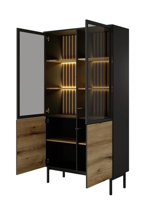Clovis Schrank 100 cm schwarz / Eiche evoke moderne Schrankform stilvolles Wohnzimmer Finish push to open System