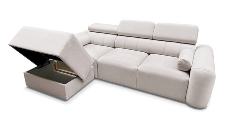 Ecksofa mit Schlaffunktion Cantare grau Esche links funktionelles und bequemes Ecksofa mit modernem Design Plüschstoff