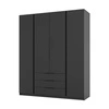 Kleiderschrank Kastano VII 200 cm schwarz stilvolles Design Metallkantengriffe geräumiger Kleiderschrank für Schlafzimmer oder Diele