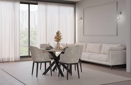 Lyon Tisch 100x138 cm Eiche lindberg / schwarz stilvoller Esstisch auf Designer-Spinnenbeinen höhenverstellbar