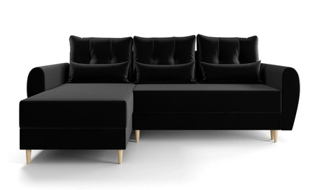 Ecksofa mit Schlaffunktion Rovigo schwarz links elegantes Ecksofa in skandinavischer Form großes Bettzeugfach