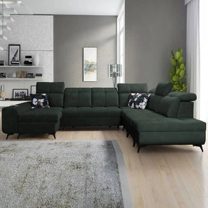 Ecksofa mit Schlaffunktion Buffalo X grün links funktionelles und bequemes Ecksofa für ein Zimmer mit Bettzeugcontainern