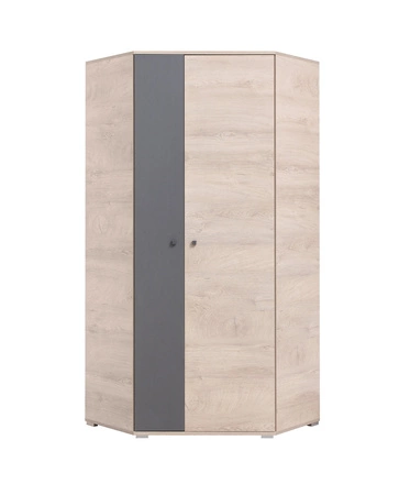 Eck kleiderschrank Dzeta Eiche / Anthrazit ideal für das Jugendzimmer funktionell und geräumig Originalfarben