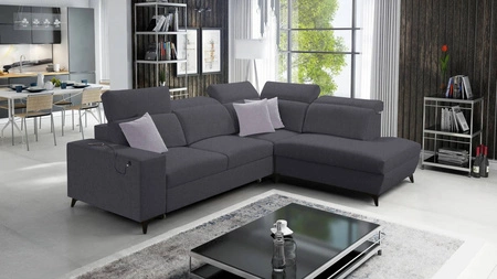 Ecksofa mit Schlaffunktion Kelly Sleek VII graphit rechts geflochten komfortable und funktionelle Ecksofa für das Wohnzimmer