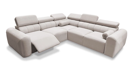 Ecksofa mit Schlaffunktion Cantare III Lux dunkelbeige linke Seite stilvolles und bequemes Ecksofa für das Wohnzimmer mit hochklappbarer Fußstütze