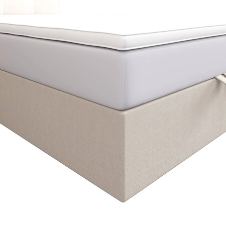 Boxspringbett Kingston 90x200 beige Bett im modernen skandinavischen Stil mit gepolstertem Kopfteil mit Kristallen Bett mit Staukasten