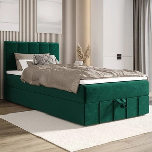 Boxspringbett Casey 90x200 flaschengrün im modernen skandinavischen Stil mit gepolstertem Kopfteil Bett mit Staukasten