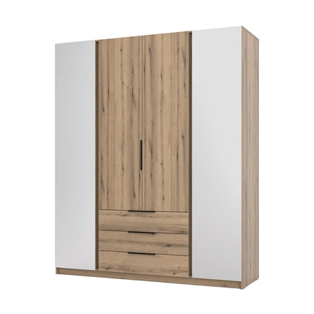 Spiegelschrank Kastano II 200 cm Eiche evozieren klassische Form Rand Griffe ideal Kleiderschrank für Schlafzimmer geräumige Schubladen