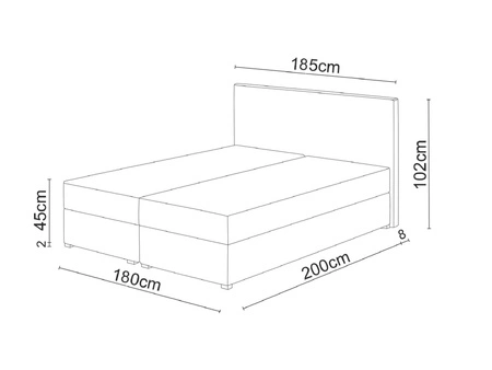 Continentalbett Flint 180x200 schwarz im modernen skandinavischen Stil mit gestepptem Kopfteil