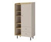 Regal Olivio 80 cm sandbeige / Eiche geölt elegantes Design stabile hohe Beine Bücherregal mit Türen und Schubladen