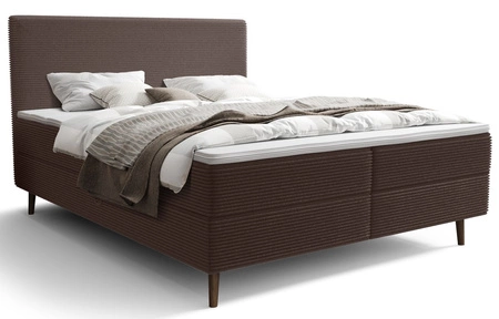 Boxspringbett Totti 160x200 braun stilvolles Bett mit Bettzeug Lagerung dreidimensionalen Stoff mit ausdrucksstarken Streifen
