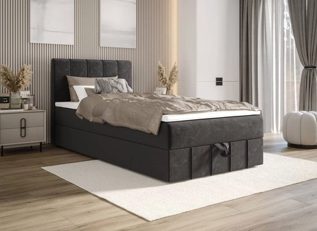 Boxspringbett Casey 120x200 grau im modernen skandinavischen Stil mit gepolstertem Kopfteil Bett mit Staukasten