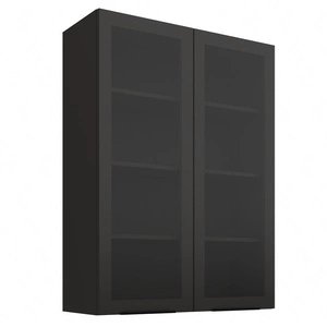 Küchenhängeschrank Schwarz 80 GS-108 2F Metallrand Griffe Schrank resistent gegen Dampf hohe Temperatur und Verschüttungen