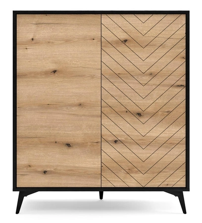 Hohe Kommode Gusto 104 cm Schwarz / Eiche Evoke Funktionales und ideales Möbelstück für moderne klassische und skandinavische Innenräume