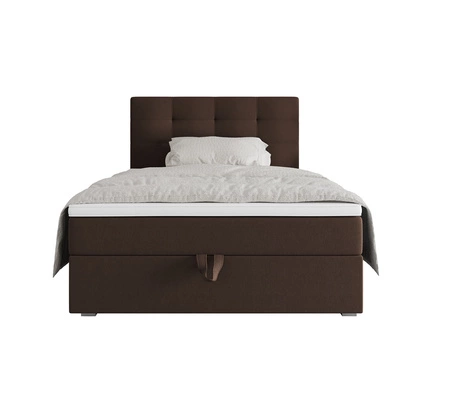 Boxspringbett Flint 90x200 braun im modernen skandinavischen Stil mit gepolstertem Kopfteil Bett mit Staukasten