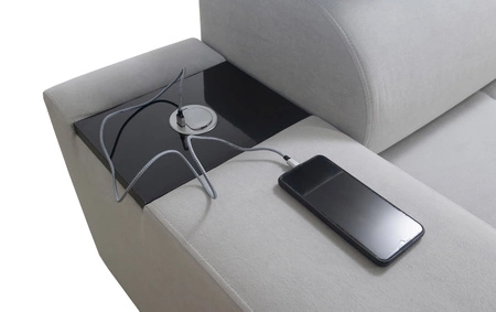 Ecksofa mit Schlaffunktion Dafni II Indisches rosa/weißes Linkshänder-Ecksofa aus Samt mit Bettzeugablage und Schublade in der Seitenwand