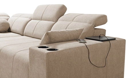 Ecksofa mit Schlaffunktion Tesalia III Lux grau links Komfort-Ecksofa mit ausziehbarem Fußteil Schiebefunktion der Rückenlehne