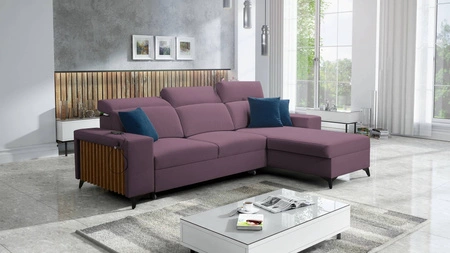 Ecksofa mit Schlaffunktion Kelly heather rechts Samt Komfort und Funktionalität Ecksofa mit Lamellen