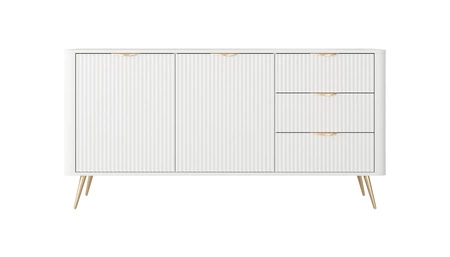 Kommode Lante 163 cm weiß geschmackvolle Kommode mit kannelierten Fronten auf hohen schrägen Beinen gestützt stilvolle Griffe