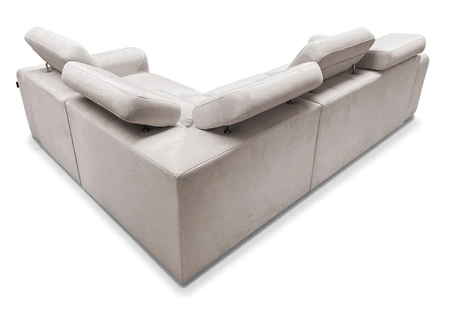 Ecksofa mit Schlaffunktion Cantare II Lux elfenbeinfarbenes rechtsseitiges Komfort-Ecksofa mit hochklappbarem Fußteil weicher Stoff