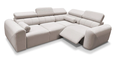 Ecksofa mit Schlaffunktion Cantare II Lux dunkelbeige rechts bequemes Ecksofa für Wohnzimmer mit hochklappbarem Fußteil weicher Stoff