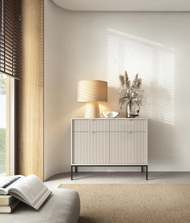 Kommode mit Schubladen Lovro 104 cm beige modernes Design wird die Liebhaber von markanten Interieurs begeistern