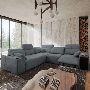 Ecksofa mit Schlaffunktion Tesalia III Lux grau rechtsseitiges Komfort-Ecksofa mit ausziehbarem Fußteil Schiebefunktion der Rückenlehne