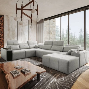 Ecksofa mit Schlaffunktion Tesalia VIII grau Esche rechts bequemes Ecksofa für Wohnzimmer mit Schiebefunktion der Rückenlehne