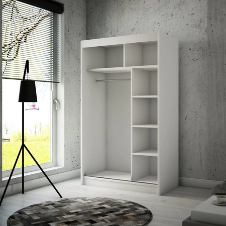 Schiebeschrank Kristo 120 cm schwarz komfortabler Kleiderschrank im Trend des Minimalismus mit Aluminiumtüren ausgestattet