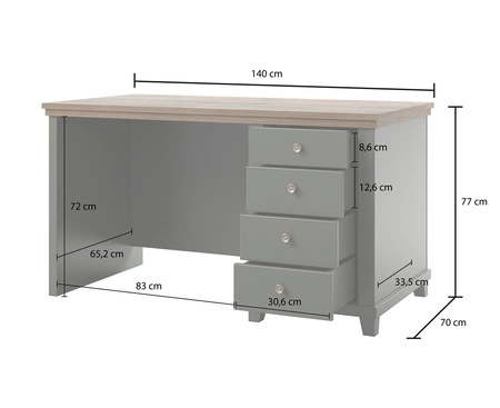 Schreibtisch mit Schubladen Evora 140 cm Flasche grün / Eiche lefkas elegantes Design wird Liebhaber von ausdrucksstarken Interieur für das Arbeitszimmer oder Büro begeistern