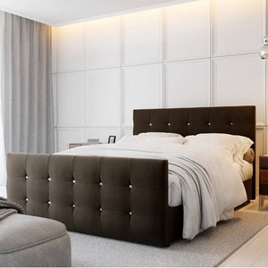 Boxspringbett Kansas 180x200 braun Bett im skandinavisch-modernen Stil mit Steppung und Kristallen