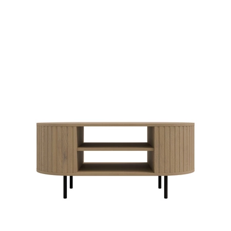 Couchtisch Ovalio Eiche Cremona Designer ovale Konstruktion dekorative Frästisch auf stabilen Metallbeinen gesetzt